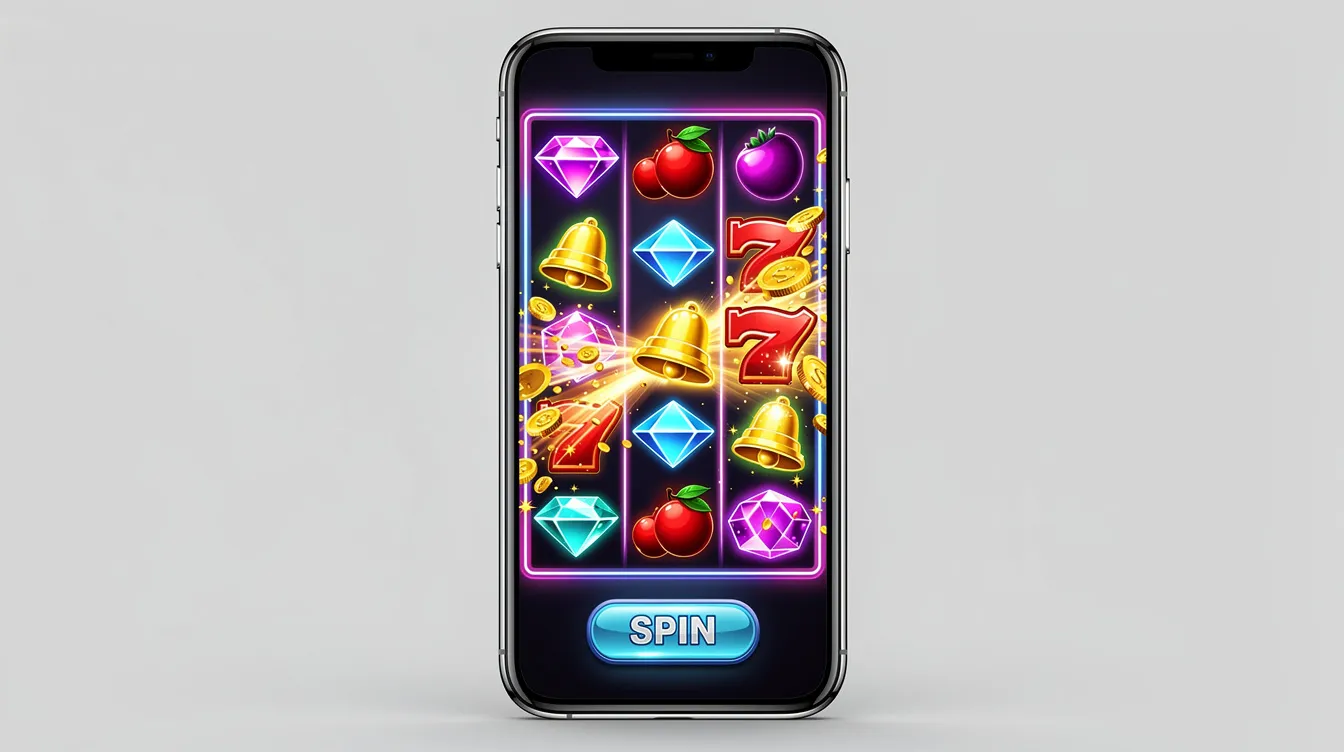 Smartphone mit bunter Slot-Benutzeroberfläche – Gates of Olympus.